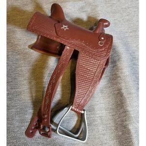 American Girl Doll Horse Saddle Brown Western Pony Toy Metal Stirrups Accessory
